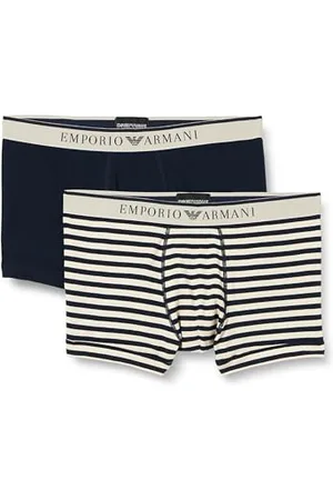 Emporio Armani Herren Stretch Cotton Yarn Dyed Striped 2-Pack Trunks, , M (2er Pack)