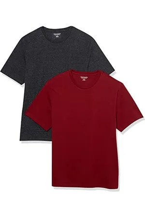Amazon Herren Kurzärmeliges T-Shirt mit Rundhalsausschnitt aus Baumwolle – Regular Fit, 2er-Pack, , XS