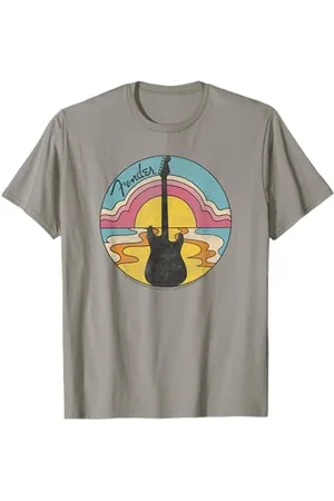Fender Beach Guitar Sunset Outline T-Shirt