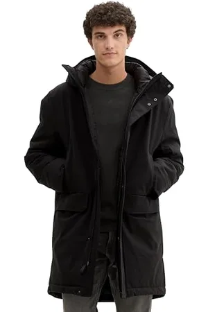 TOM TAILOR Herren 1041349 Technical Wintermantel mit Kapuze, 29999-Black, XXL