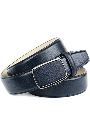 Anthoni Crown Herrengürtel in Dunkleblau, automatischer Gürtel mit automatischer Schnalle, Ledergürtel für Herrenanzüge, Herrenhose oder Jeans, 35 mm breit, kürzbar, 120