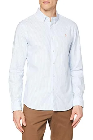 Farah Herren Brewer Slim Fit Baumwolle Oxford Stripe Shirt Hemd, , L