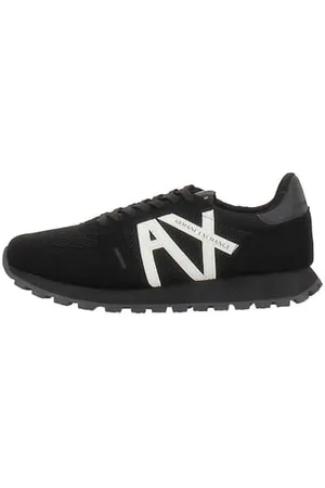 Armani Exchange Herren Openwork Side, Contrast Logo, Microsuede Inserts Sneaker, Black, 41 EU