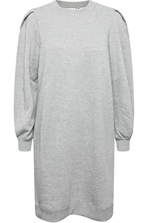 Ichi IHMALO SW DR Damen Sweatkleid Freizeitkleid Kleid Sweatkleid mit Puffärmeln Langarm breite Bündchen Regular-Fit, Größe:M, Farbe: