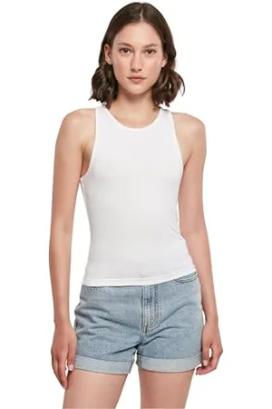 Build Your Brand Damen BY208-Ladies Racer Back Top Trägershirt/Cami Shirt, White, M