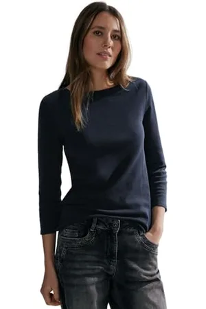 CECIL Damen B317389 Basic Baumwollshirt U-Boot Ausschnitt, , XXL EU