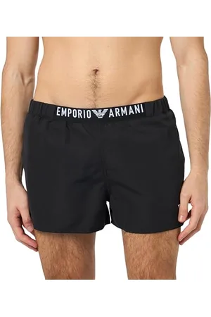 Emporio Armani Herren Logoband Boxer Swim Trunks, Black, 56