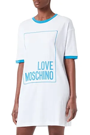 Moschino Womens Logo Box Print and Color Contrast Ribs. Kleid, , 38