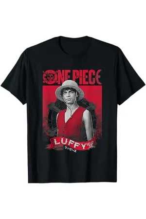 Onepiece Luffy Etched Portrait T-Shirt für Fans, Abenteuerlustige, Unisex Erwachsene, , S