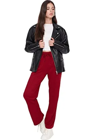 Trendyol Damen Herren Mittlerer Bund Straight Jogginghose Sweatpants Normal Waist Knit Straight Indigo Sweatpants, , XS