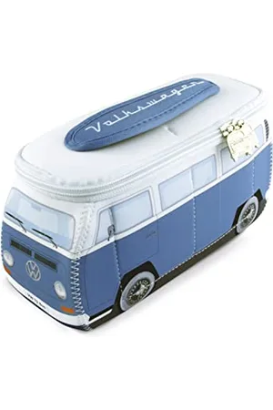 Brisa VW Collection - Volkswagen Neopren Universal-Schmink-Kosmetik-Kultur-Reise-Apotheke-Tasche-Beutel im T2 Bulli Bus Design ( & Weiß/Groß)