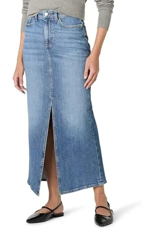 THE DROP Rylie Maxi Denim Skirt with Front Slit Rock, , XL