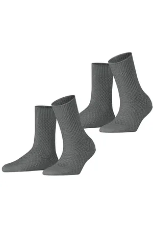 ESPRIT Damen Socken Diamond Knit Multipack W So Baumwolle einfarbig 2 Paar, , 39-42