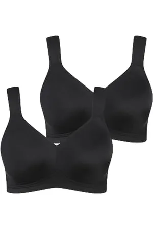 Ulla Popken Damen große Größen Übergrößen Plus Size Mikrofaser-BH, 2er-Pack, ohne Bügel, vorgeformte Cups