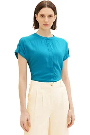 TOM TAILOR Damen 1036709 Loose Fit Bluse, 31668-Petrol Green, 32