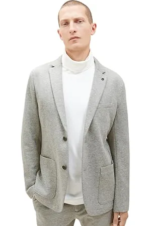 TOM TAILOR Herren 1037796 Jersey Piqué Sakko mit Stretch, 12035-Grey Heather Melange, 54