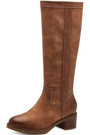 QS by s.Oliver Damen Hohe Stiefel ohne Absatz Flach Elegant Vegan, Braun , 40