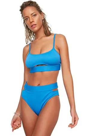 Trendyol Damen Texturierte Ausschnitt Detaillierte Sechs Bikini Bottoms, , 34 EU