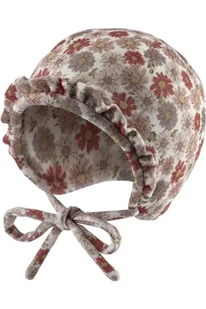 Sterntaler Inka Mütze mit Blumen Druck und Kleiner Rüsche - Mädchen Babymütze aus Mischgewebe mit angeschnittenen Ohrenklappen und Bindeband - Häubchen, gefüttert mit Baumwollfleece - , 39