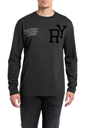 Replay Herren Langarmshirt aus Baumwolle, Schwarz (Blackboard 099), M