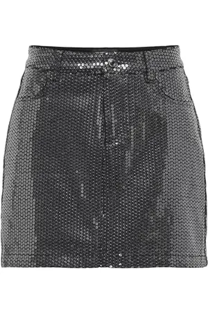 ONLY Damen ONLZERA MW Short Skirt XT PNT Rock, Black/Detail:W. Dark Sequins, Small