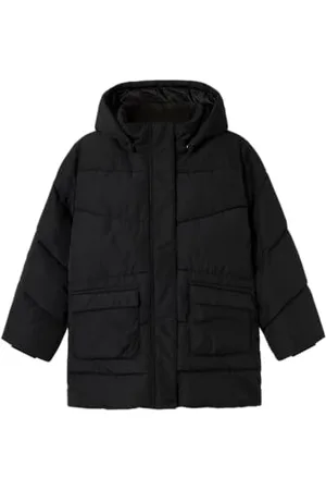 NAME IT Mädchen NKFMEDOW03 Jacket Long FO NOOS Pufferjacke, Black, 164