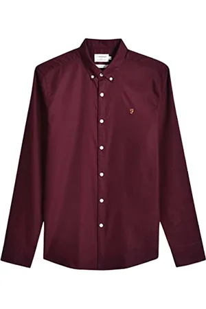 Farah Herren Brewer Slim Fit Cotton Oxford Shirt Hemd, , XS