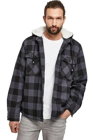 Brandit Lumber Jacket Hooded, Farbe: black/grey, Größe: XL
