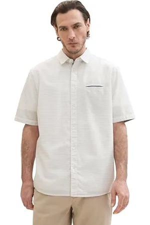TOM TAILOR Herren Comfort Fit Hemd mit Struktur, white colored dots structure, L