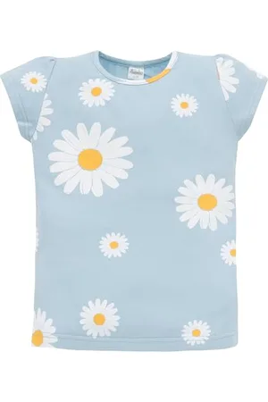 Pinókio Bluse kurtzarm Daisy, 95% Cotton 5% Elastane, blau, Blumenmuster, Mädchen 74-122 (86)