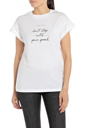 Replay Damen T-Shirt Kurzarm aus Baumwolle, (Weiß), XS