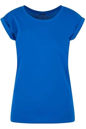 Build Your Brand Damen BY021-Ladies Extended Shoulder Tee T-Shirt, Bright Blue, M