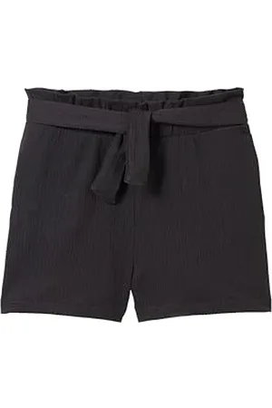 TOM TAILOR Mädchen Kinder Paperbag Short mit Bindegürtel , coal grey, 152
