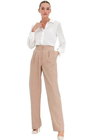 Trendyol Damen Draperet foldet bredde Pants, , 34 EU