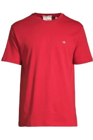 GANT Herren T-Shirt - REGULAR SHIELD, Rundhals, kurzarm, Baumwolle, Stickerei Rot (Ruby) 2XL