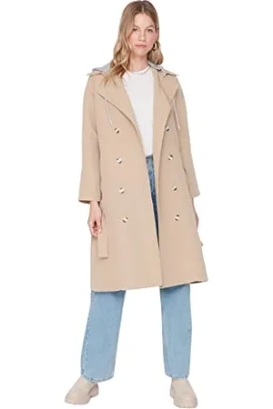 Trendyol Damen Damen Regular Zweireihig Plain Webstoff Trenchcoat Coat, , 34 EU
