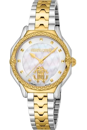 Roberto Cavalli Damen Analog Quarz Uhr mit Edelstahl Armband RV1L225M0071