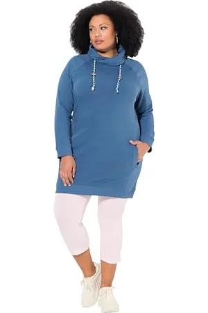 Ulla Popken Damen Sweatkleid, Stehkragen, Langarm, Taschen Kleid, , 42-44 EU