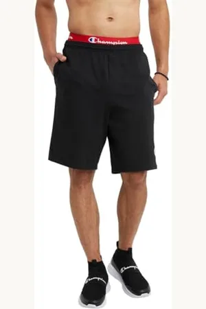 Champion Herren, Powerblend, Soft Fleece for Men (Reg. Or Big & Tall) Shorts, Schwarzes C-Logo, XL