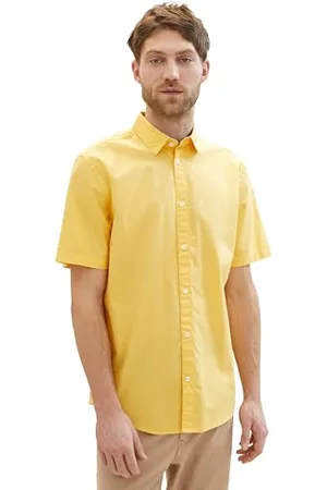 TOM TAILOR Herren Regular Fit Basic Hemd, sunny yellow, XL
