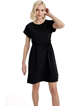DeFacto Damen T8057AZ Dress, Black, XXL
