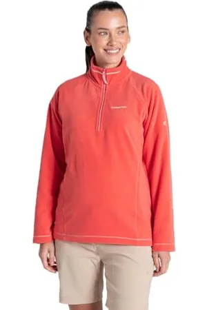 Craghoppers Damen Miska VI Halber Reißverschluss Fleece Pullover Sweatshirt, Tief Koralle, UK 14