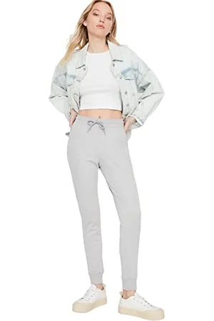 Trendyol Damen Herren Mittlerer Bund Jogginghose Sweatpants, Grau, XL EU