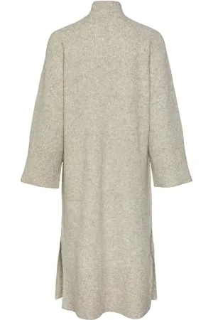 Pieces® Damen Pcjade Ls Overs. High Neck Knit Dress Bc, White Pepper, XS