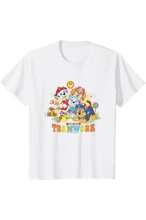 Paw Patrol Kinder Mission Teamwork Colorful Group Sketch T-Shirt