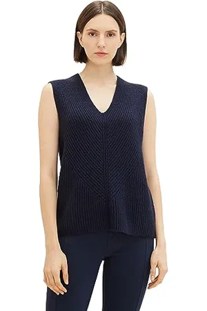 TOM TAILOR Damen Basic Pullunder Weste , sky captain blue, XXS