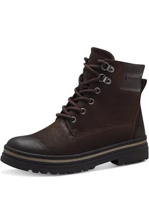 Marco Tozzi Damen Schnürstiefel ohne Absatz Flach mit Reißverschluss, Braun , 38 EU