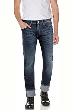 Replay Herren Jeans Grover Straight-Fit Bio, (Blau), 31W / 32L