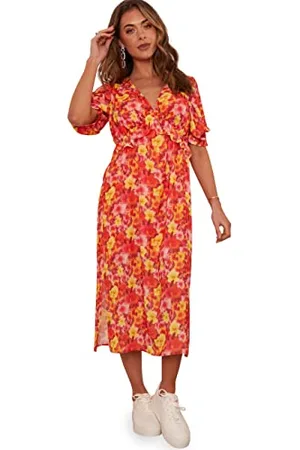 Chi Chi London Damen Kurzärmliges Midikleid mit Blumenmuster in Kleid für besondere Anlässe, 38