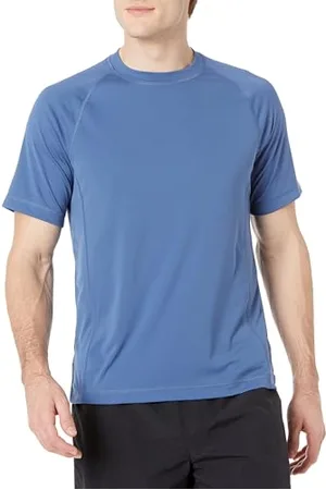 Amazon Herren Schmal Geschnittenes, Kurzärmeliges, Schnelltrocknendes UPF 50-Bade-T-Shirt, , M